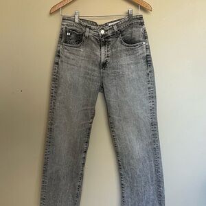 AG Adriano Goldschmied women’s “Kinsley” high rise crop boot with raw hem